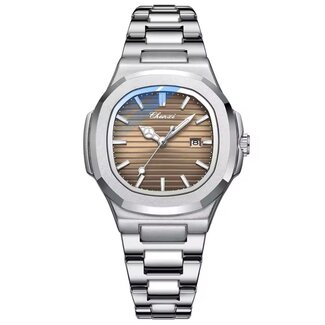 Chenxi Luxe Dameshorloge Zilver (Bruin/Blauw)