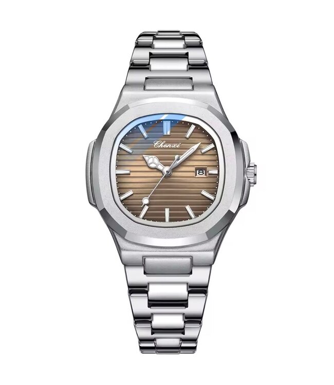Chenxi Luxe Dameshorloge  Zilver  Bruin - Gratis Armband bij elke bestelling (twv €29,95)