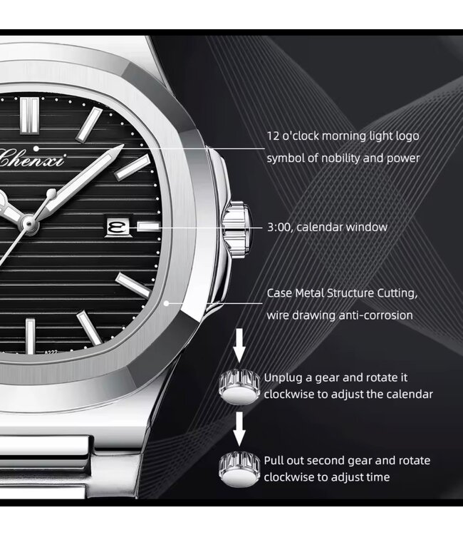 Chenxi Luxe Dameshorloge  Zilver  Bruin - Gratis Armband bij elke bestelling (twv €29,95)