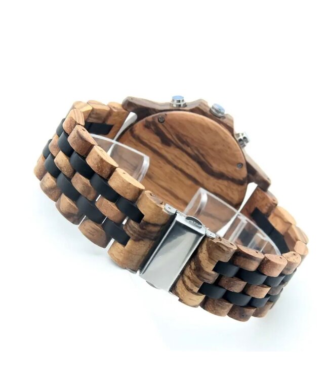 Houten Horloge Luxe Herenhorloge Lichtbruin Goud