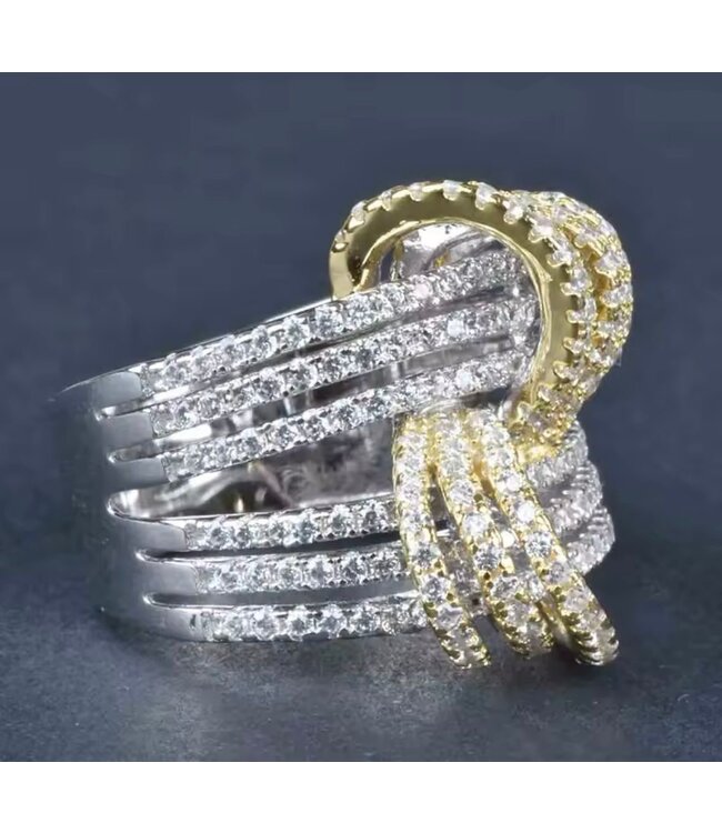 Mpariz Luxe Dames Ring Zilver Goud  Zirkonia