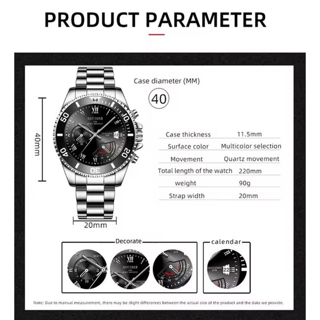 Mpariz Luxe Herenhorloges Zilver Zwart