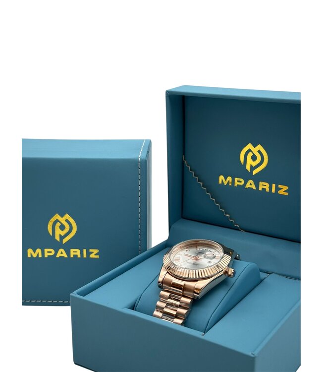 Nibosi   Herenhorloge    Rosé & Parelmoer Wit - Gratis Armband bij elke bestelling (twv €29,95)