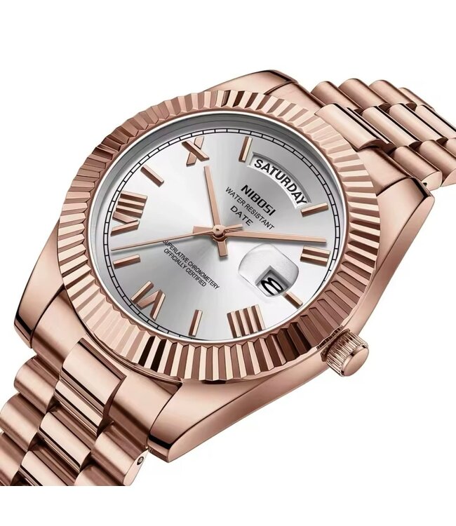 Nibosi   Herenhorloge    Rosé & Parelmoer Wit