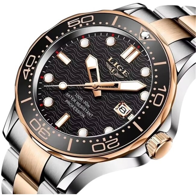 Lige Luxe Herenhorloges Rosé Zwart