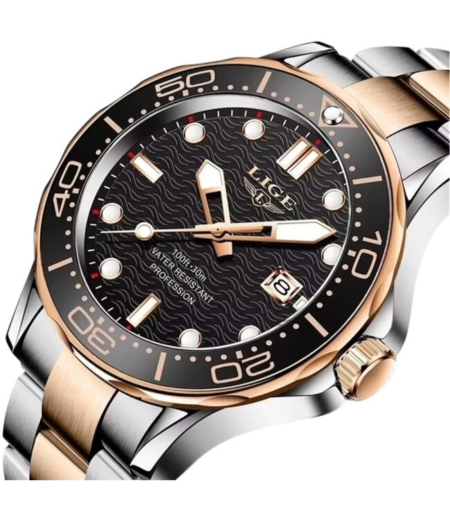 Lige Luxe Herenhorloges Rosé Zwart