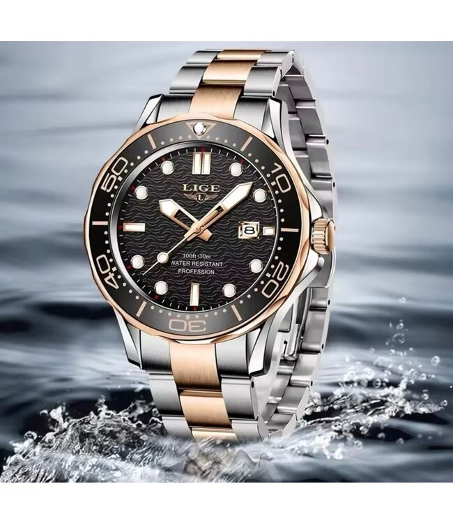 Lige Luxe Herenhorloges Rosé Zwart