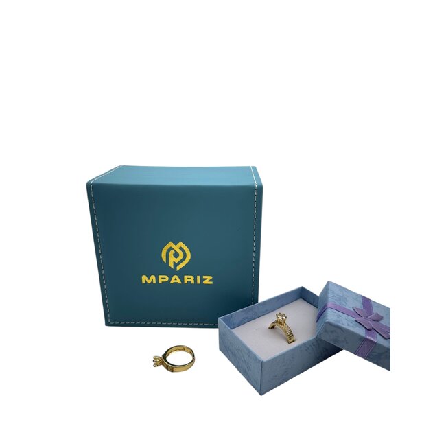 Mpariz luxe Dames Ring  Verstelbare Ring Goud met Zirkonia
