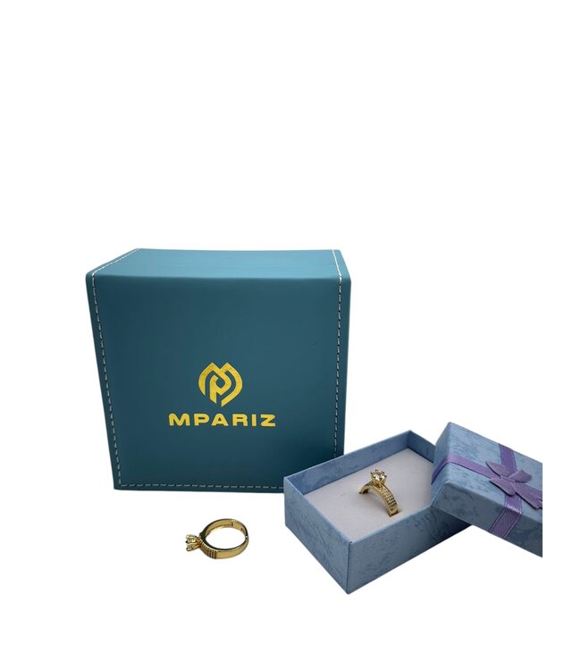 Mpariz luxe Dames Ring  Verstelbare Ring Goud met Zirkonia