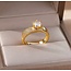 Mpariz luxe Dames Ring  Verstelbare Ring Goud met Zirkonia