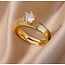 Mpariz luxe Dames Ring  Verstelbare Ring Goud met Zirkonia