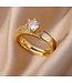 Mpariz luxe Dames Ring  Verstelbare Ring Goud met Zirkonia