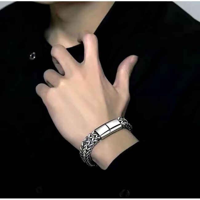 Mpariz Luxe Herenarmband   Magnetische Gesp RVS