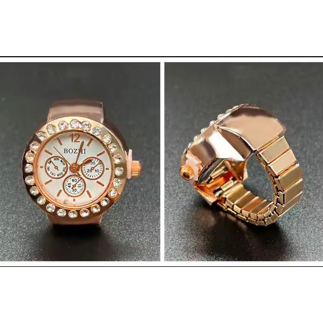 Mpariz Luxe Vingerhorloges Rosé   Diamonds