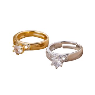 Mpariz luxe Dames Ring  Verstelbare Ring Goud met Zirkonia