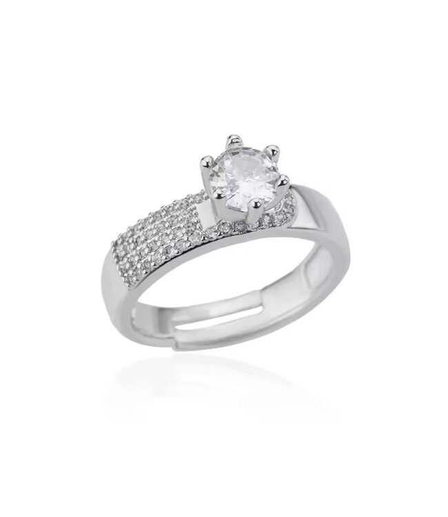 Mpariz luxe Dames Ring  Verstelbare Ring Goud met Zirkonia