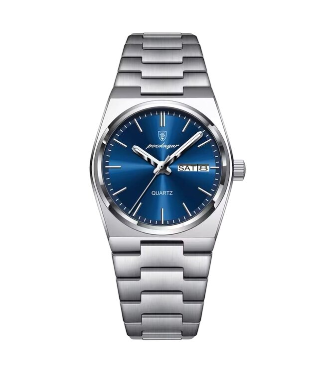 Poedagar Luxe Herenhorloges Zilver - Gratis Armband bij elke bestelling (twv €29,95)