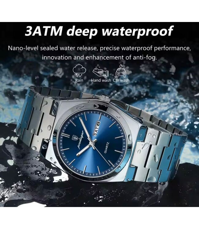 Poedagar Luxe Herenhorloges Zilver - Gratis Armband bij elke bestelling (twv €29,95)