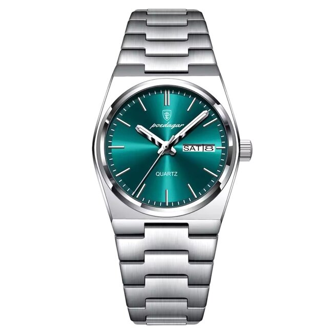 Poedagar Azure – herenhorloge met stalen band en modern design