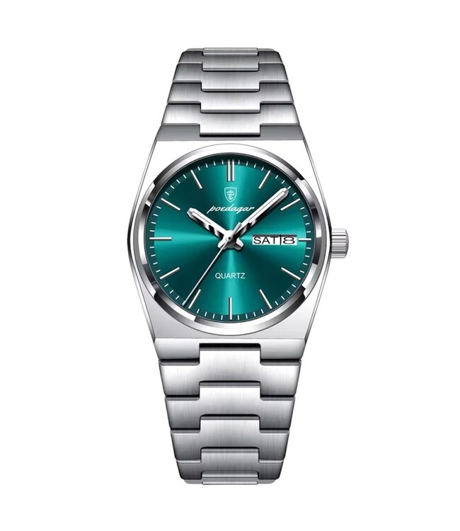 Poedagar Luxe Herenhorloges Zilver - Gratis Armband bij elke bestelling (twv €29,95)