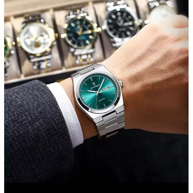 Poedagar Azure – herenhorloge met stalen band en modern design