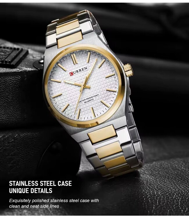 Curren  Herenhorloge Zilver Goud & Wit