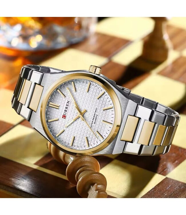 Curren  Herenhorloge Zilver Goud & Wit