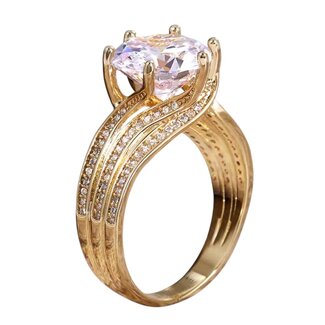 Mpariz luxe Dames Ring  Goud Kleur met Zirkonia  Diameter 18 mm