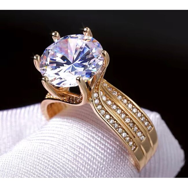 Mpariz luxe Dames Ring  Goud Kleur met Zirkonia  Diameter 18