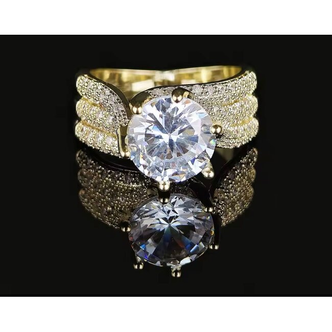 Mpariz luxe Dames Ring  Goud Kleur met Zirkonia  Diameter 18