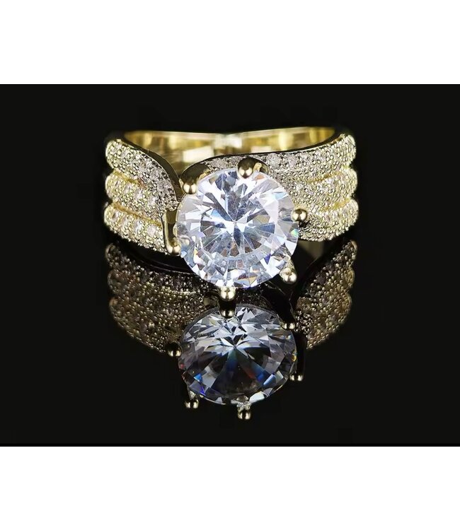 Mpariz luxe Dames Ring  Goud Kleur met Zirkonia  Diameter 18