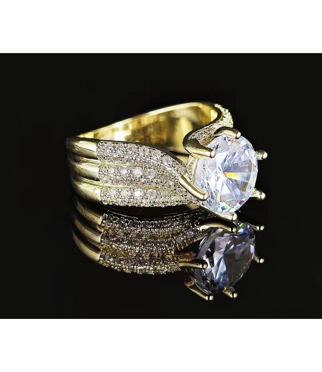 Mpariz luxe Dames Ring  Goud Kleur met Zirkonia  Diameter 18