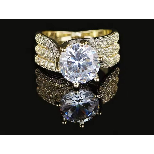 Mpariz luxe Dames Ring  Goud Kleur met Zirkonia  Diameter 18