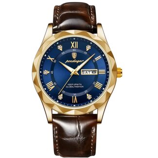 Poedagar Luxe Herenhorloges Goud   Blauw Zwart