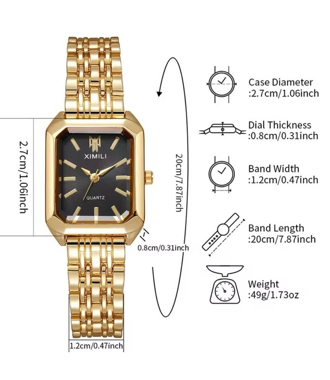 Ximili Dameshorloge  Goud & Zwart