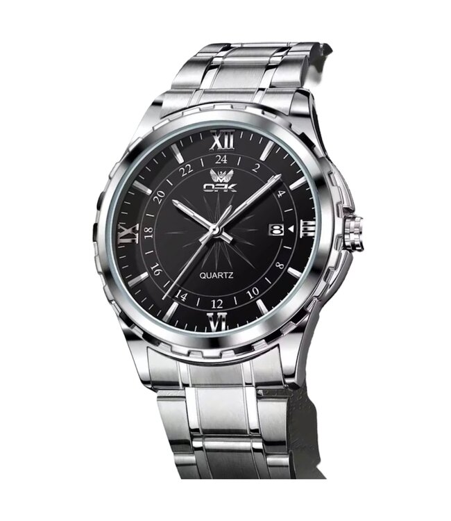 OPK Luxe Herenhorloge  Zilver Zwart