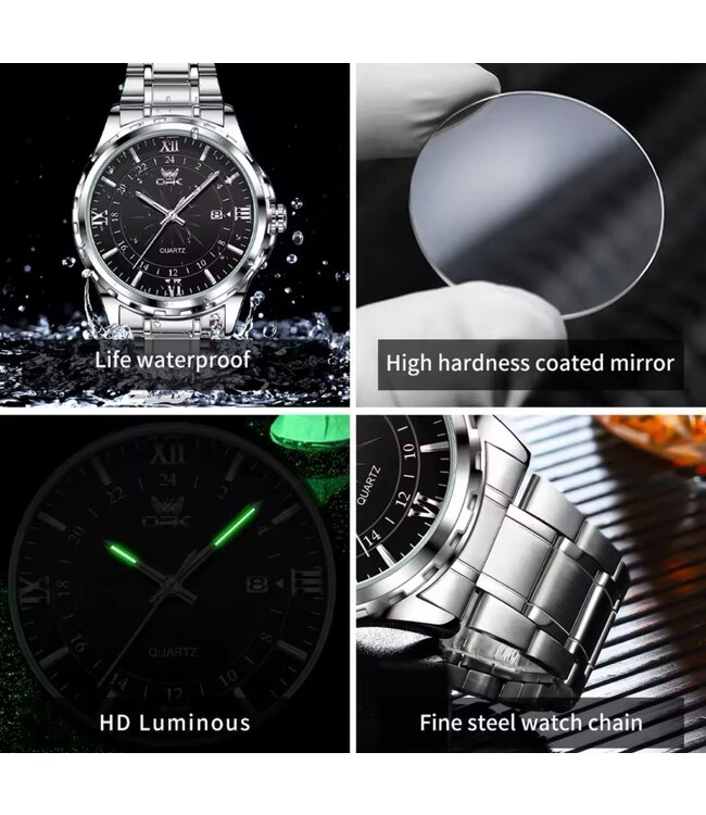 OPK Luxe Herenhorloge  Zilver Zwart