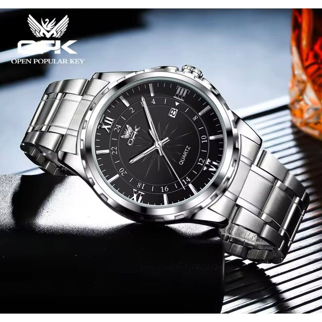 OPK Luxe Herenhorloge  Zilver Zwart