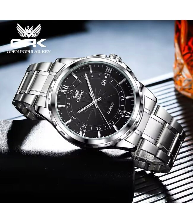OPK Luxe Herenhorloge  Zilver Zwart