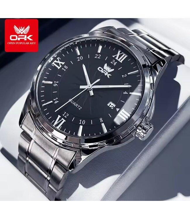 OPK Luxe Herenhorloge  Zilver Zwart