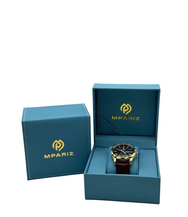 Poedagar Luxe Herenhorloges Goud   Blauw Zwart