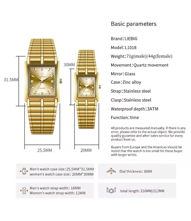 Liebig Luxe Dameshorloge  Zilver Goud