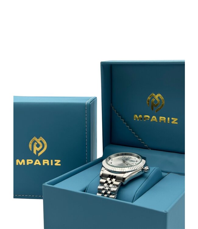 Ricecgo Luxe Herenhorloge Zilver Parelmoer Wit   - Gratis Armband bij elke bestelling (twv €29,95)