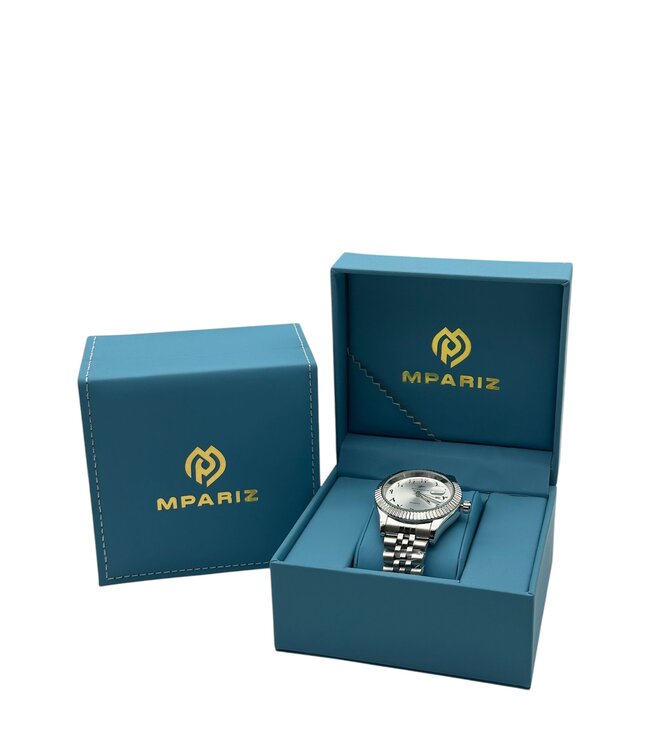 Ricecgo Luxe Herenhorloge Zilver Parelmoer Wit   - Gratis Armband bij elke bestelling (twv €29,95)