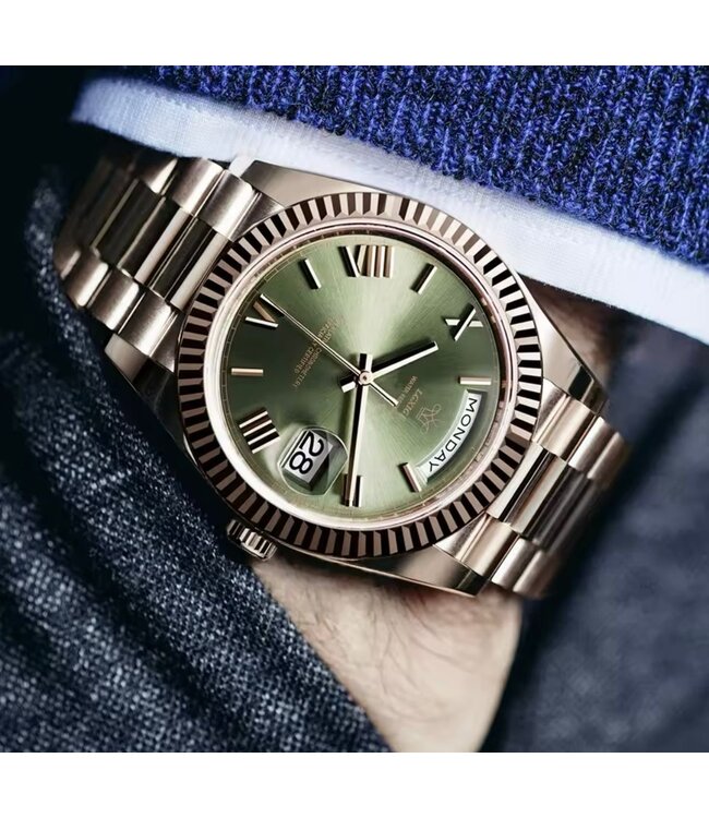 Nibosi  Herenhorloges Zilver (Groen/Blauw/Baby Blauw) - Datum