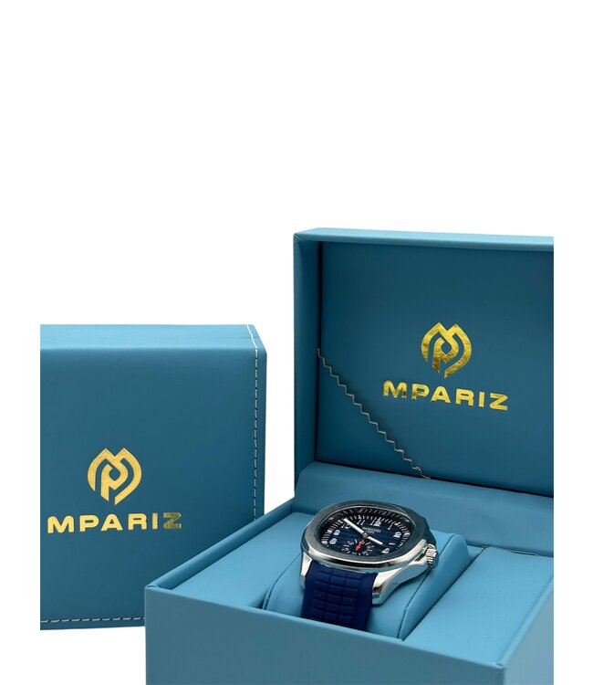 Nibosi  Herenhorloge  Zilver Blauw  &  Siliconen Band