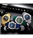 Nibosi  Herenhorloge  Zilver Blauw   Siliconen Band