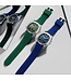 Nibosi  Herenhorloge  Zilver Blauw   Siliconen Band