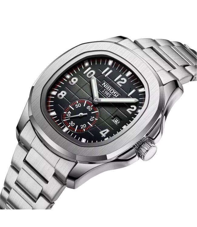 Nibosi  Herenhorloge  Zilver & Zwart