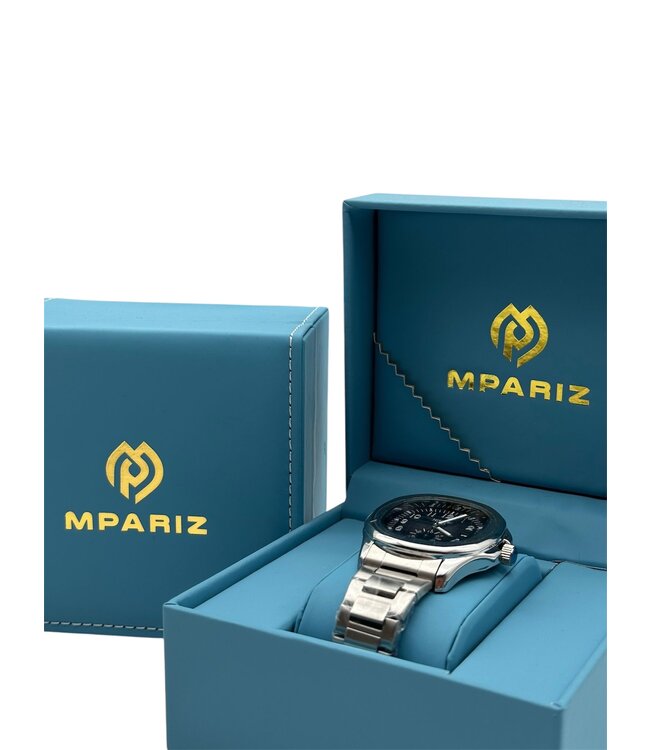 Nibosi  Herenhorloge  Zilver & Zwart   - Gratis Armband bij elke bestelling (twv €29,95)